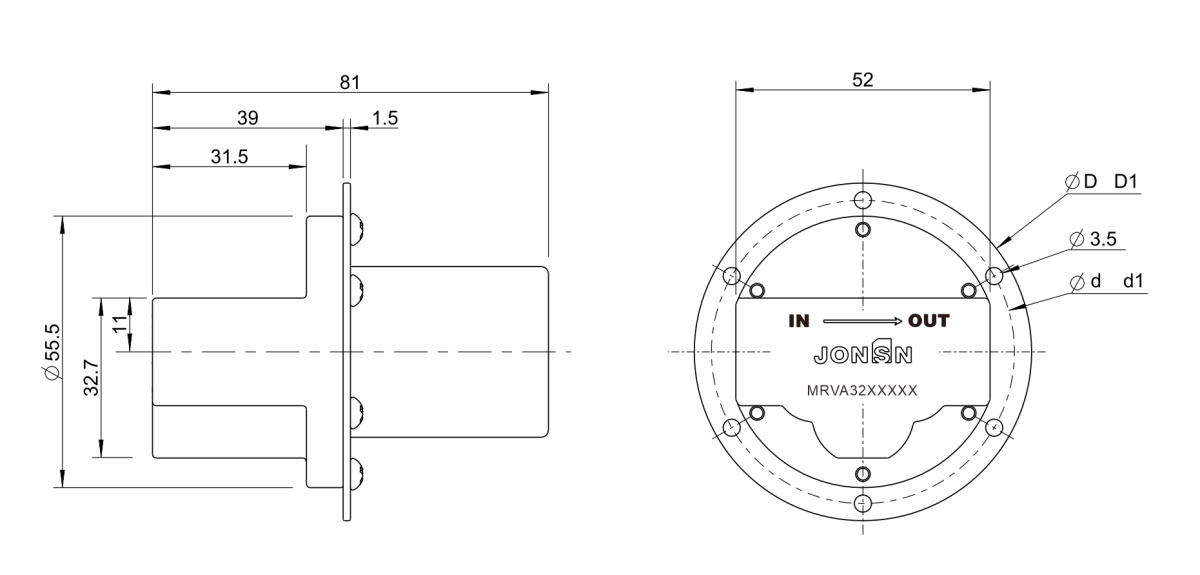 mrv125-220泵头尺寸参数